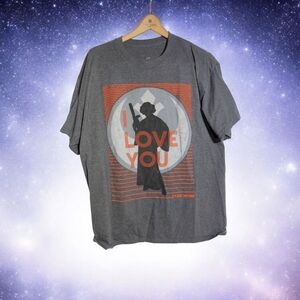 Star Wars Princess Leia Gray Graphic T-Shirt XL "I Love You"